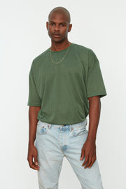 Dark Green Men'S Basic Crew Neck Oversize Short Sleeve T-Shirt Tmnss22Ts0300