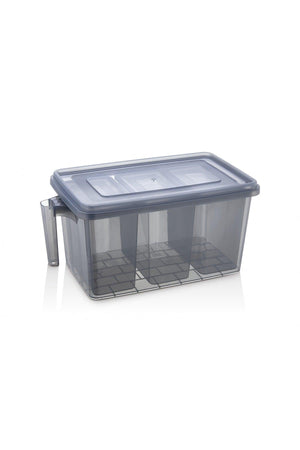 8 Lt Handled Storage Container Organizer Refrigerator Organizer 4 Pcs. Transparent Anthracite Gray - Swordslife