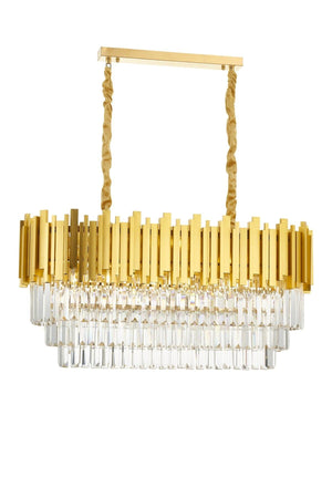 Yellow Crystal Stone Chandelier Over 80' Dining Table - Swordslife