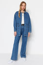 Navy Blue Denim Wide Pocket Denim Jacket TCTSS23CK00000 - Swordslife