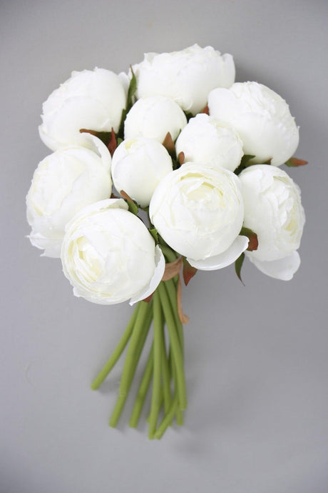 9 High Quality Peony Rose Bouquet White - Swordslife