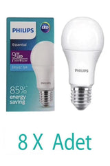 9w Led Bulb E27 White (8 Pieces)