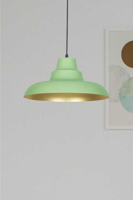 Kyiv Modern Design Green Inside Gold Color Metal Cafe - Kitchen Single Chandelier - Swordslife