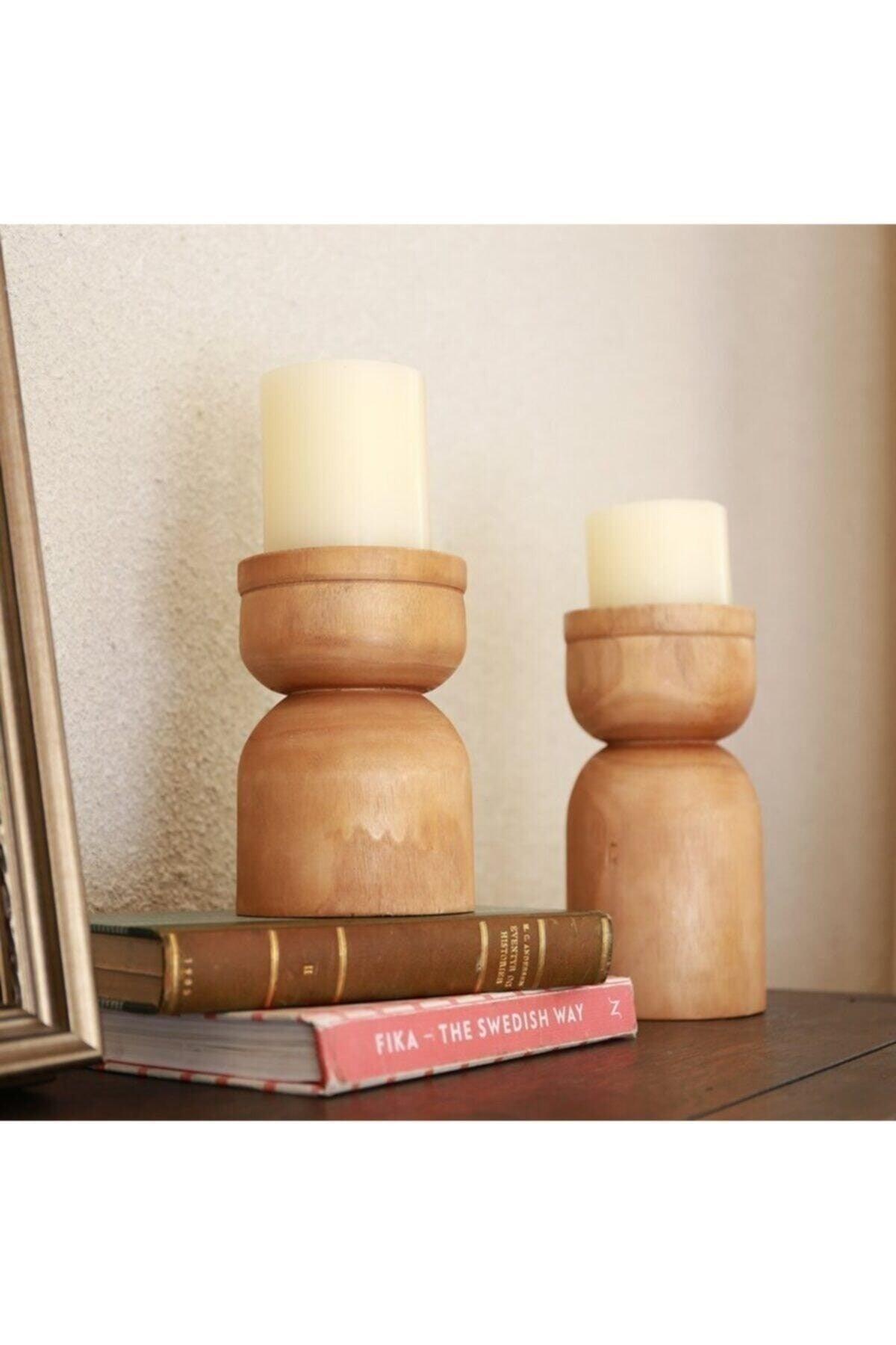 Renka White And Wood Candlestick - Swordslife