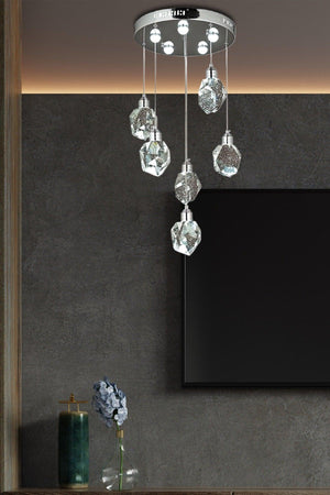 A Luxury Modern Crystallized Glass Pendant Lamp Six Power Led Chandelier Chrome Daylight Led Chandelier - Swordslife