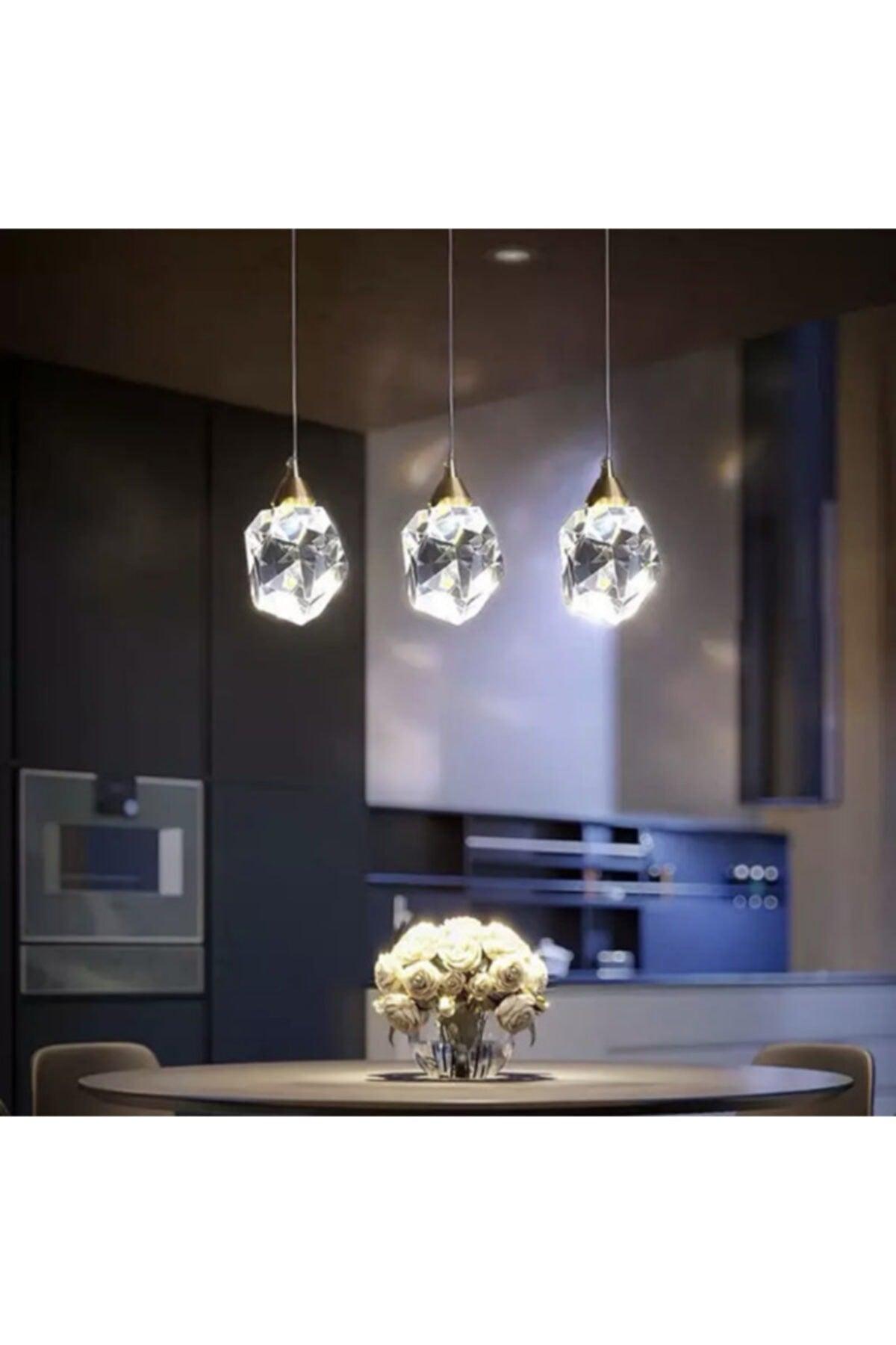 A+ Luxury Modern Crystallized Glass Pendant Lamp Triple Row Led Chandelier Gold Yellow - Swordslife