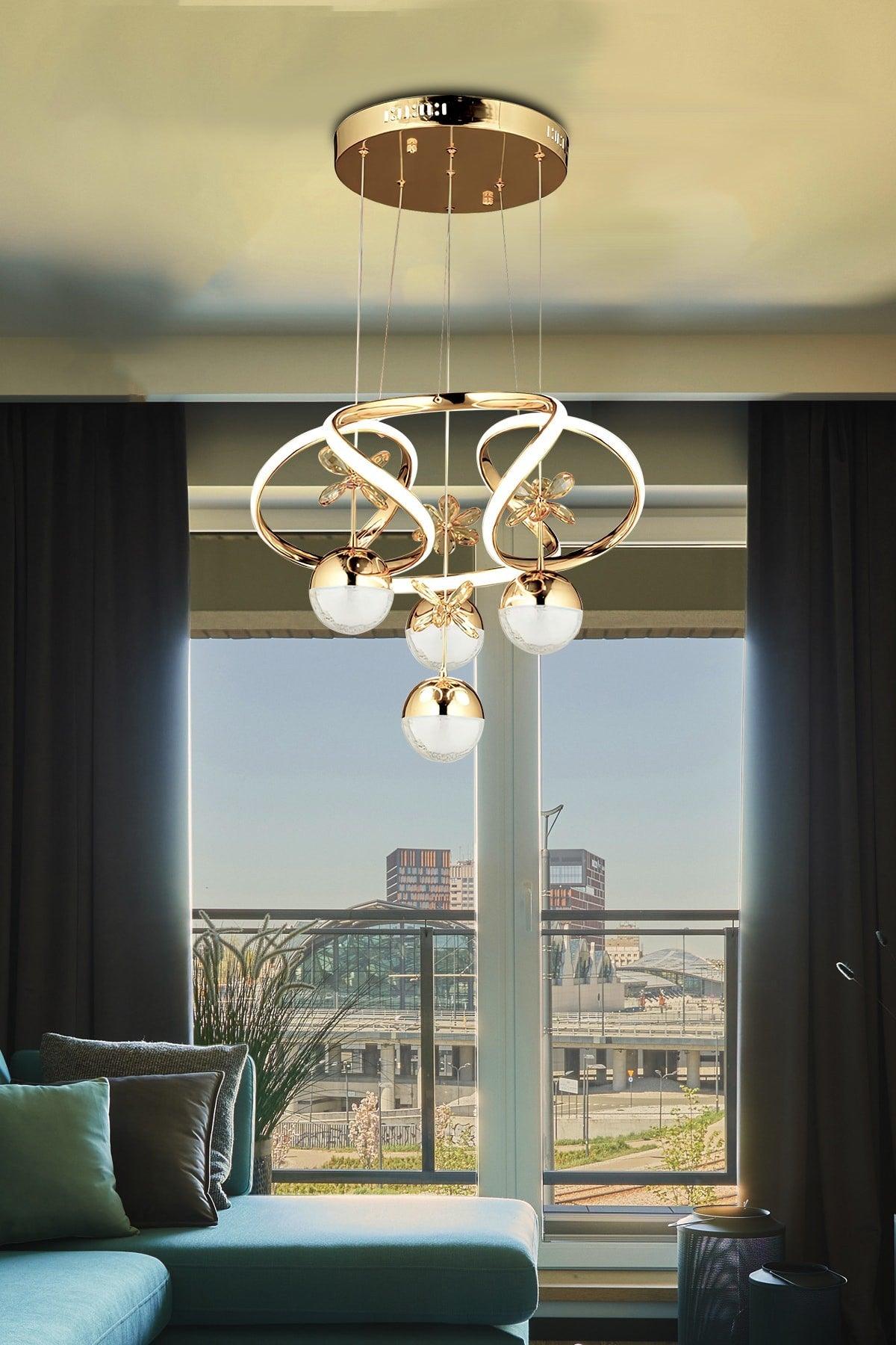 A Modern Pendant Lamp Power Led Chandelier Butterfly Gold Yellow Led Chandelier - Swordslife