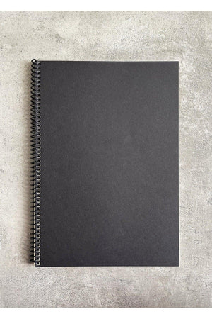 A4 Lined Spiral Notebook (black cover)