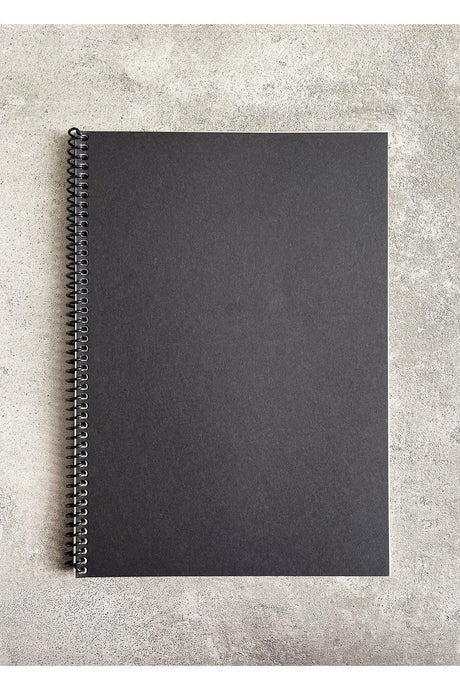 A4 Lined Spiral Notebook (black cover)