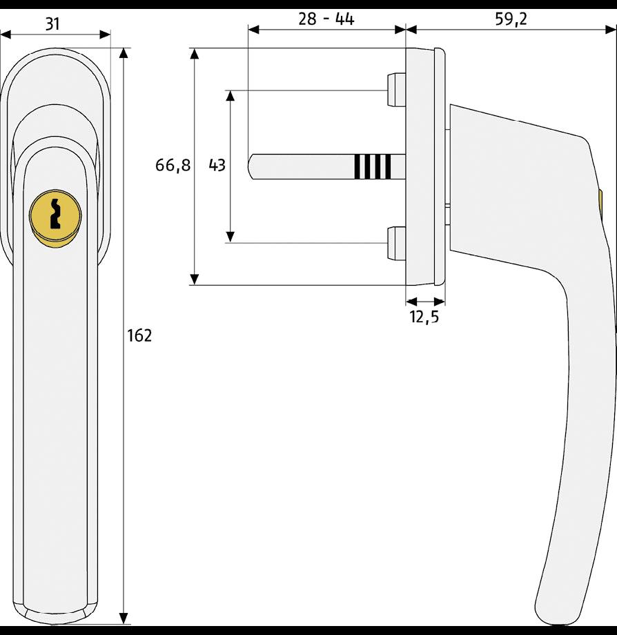 ABUS / window handle / lockable / FG200 / white - Swordslife