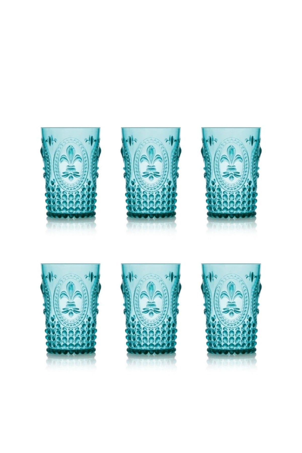 Acrylic Aquamarine 6 Pcs Short Glass & Water Soft Drink Coffee Side Glass 400 ml (Not Glass) - Swordslife