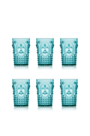 Acrylic Aquamarine 6 Pcs Short Glass & Water Soft Drink Coffee Side Glass 400 ml (Not Glass) - Swordslife
