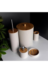 Acrylic Bamboo Bathroom Wc Set 5 Pcs Soap Dish Brush Holder Set - Swordslife