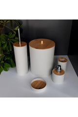 Acrylic Bamboo Bathroom Wc Set 5 Pcs Soap Dish Brush Holder Set - Swordslife