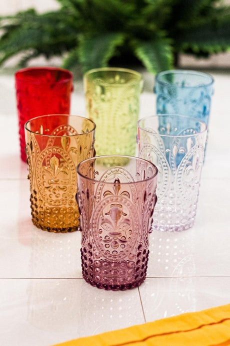 Acrylic Colored 6 Pcs Short Glasses & Water Soft Drink Coffee Side Glasses 400 ml (Not Glass) - Swordslife