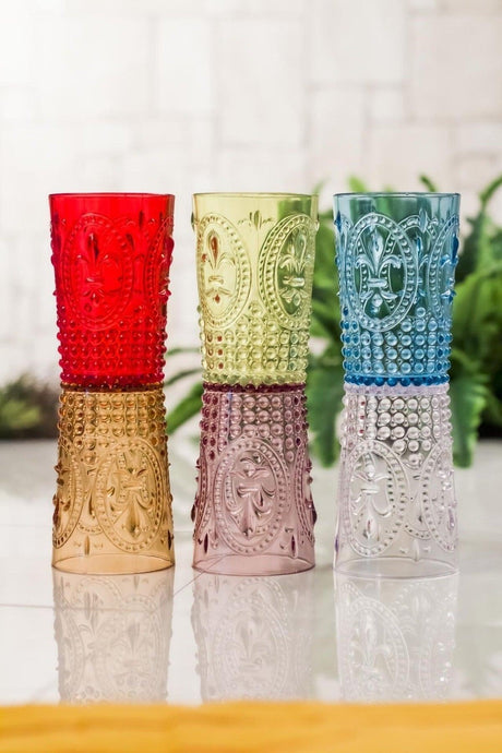 Acrylic Colored 6 Pcs Short Glasses & Water Soft Drink Coffee Side Glasses 400 ml (Not Glass) - Swordslife