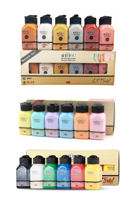 Acrylic Paint 6x75 Ml Metallic Colors + 6x75ml