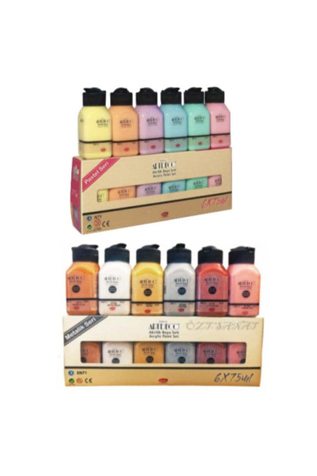 Acrylic Paint 6x75 Ml Metallic Colors + 6x75ml