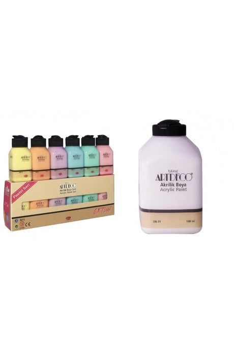 Acrylic Paint 6x75ml Pastel Colors 500ml White
