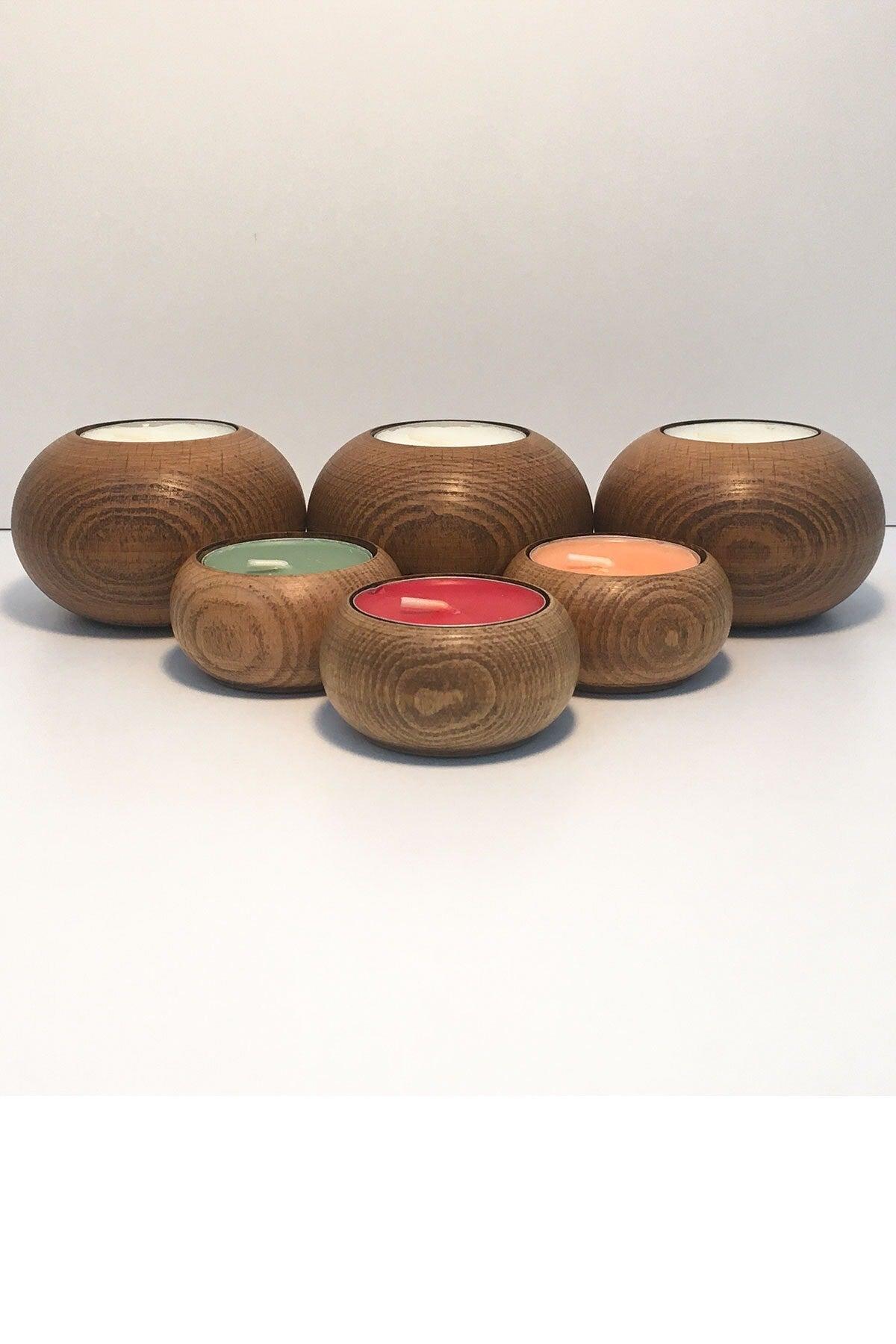 Adea + Luan Collection Six Candle Holders Set Wooden Decorative Scented - Swordslife