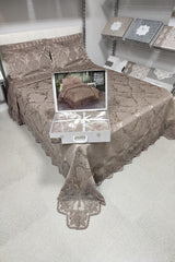 Aden Double French Lace Chenille Bedspread (260x260) (Coffee) - Swordslife