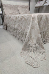 Aden Double French Lace Chenille Bedspread 260x260 Stone. - Swordslife