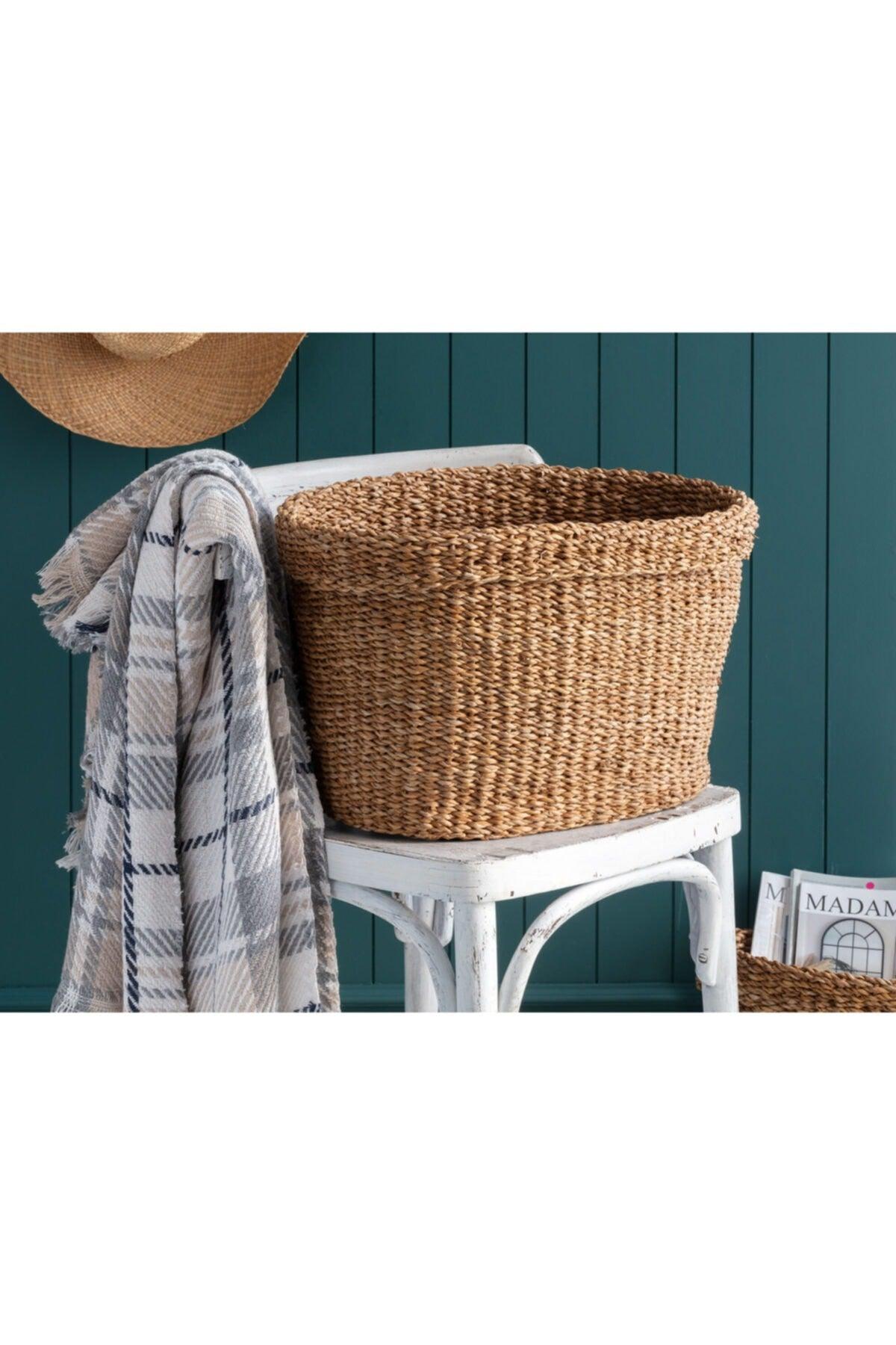 Adolie Medium Wicker Basket - Soil - 46x34 Cm - Swordslife