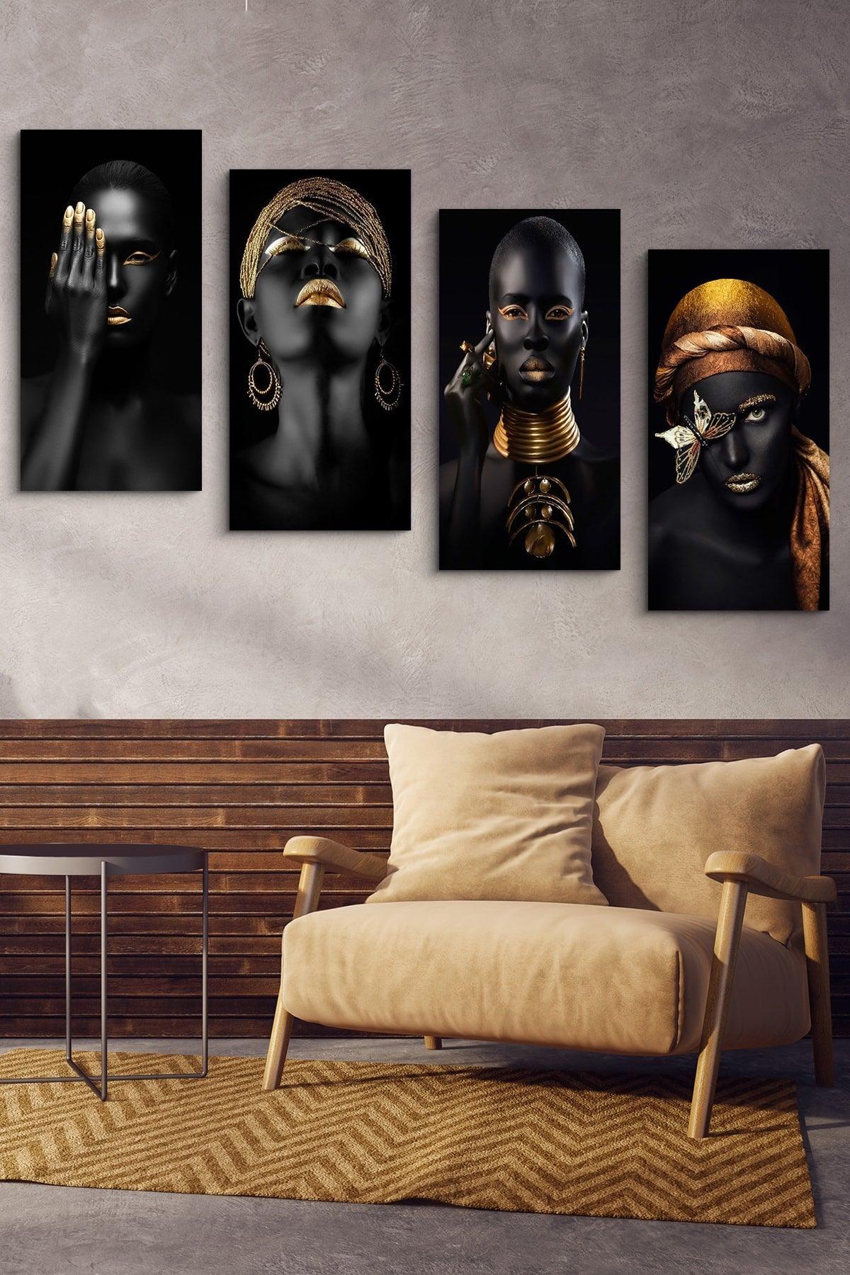 African Women 4-Piece Mdf Painting - Swordslife