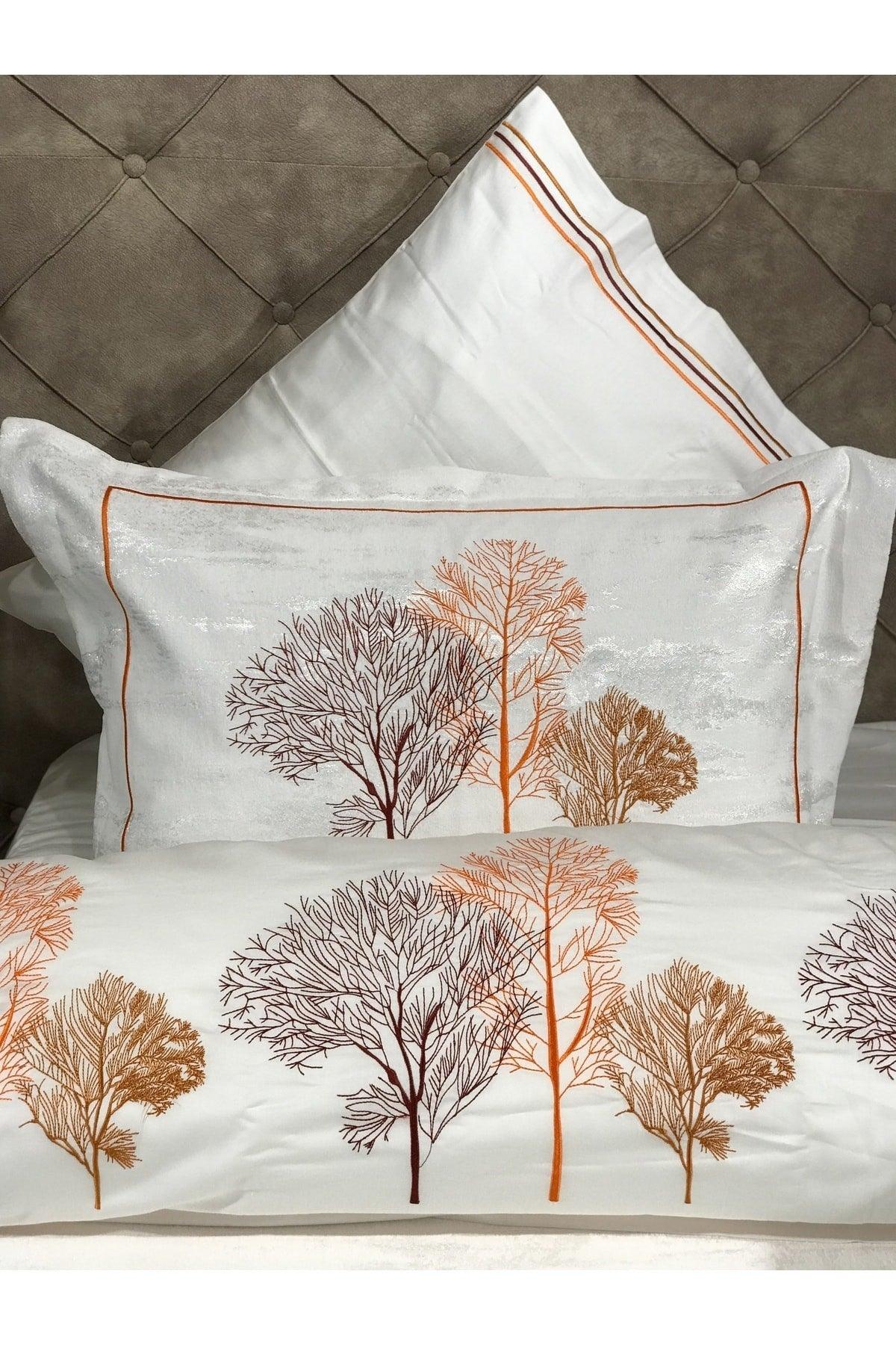 Tree Embroidery Duvet Cover Pique Set - Swordslife