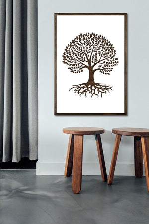 Tree1 Decorative Framed Wood Scraping , Home Office Wall Board - Swordslife
