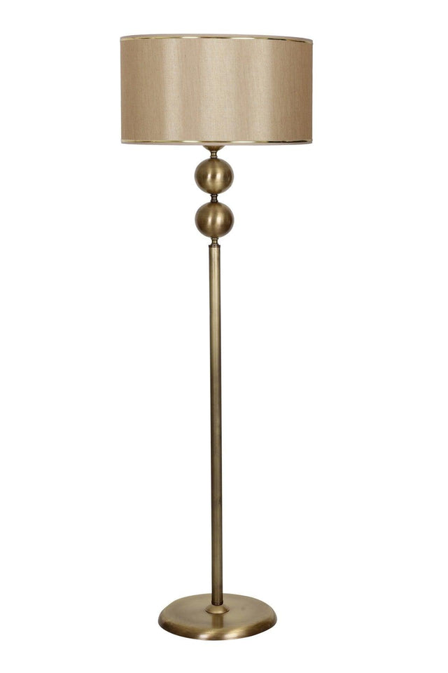 Antique Plated Crotone Metal Single Leg Floor Lamp Gold Detailed Mataro Mink - Swordslife