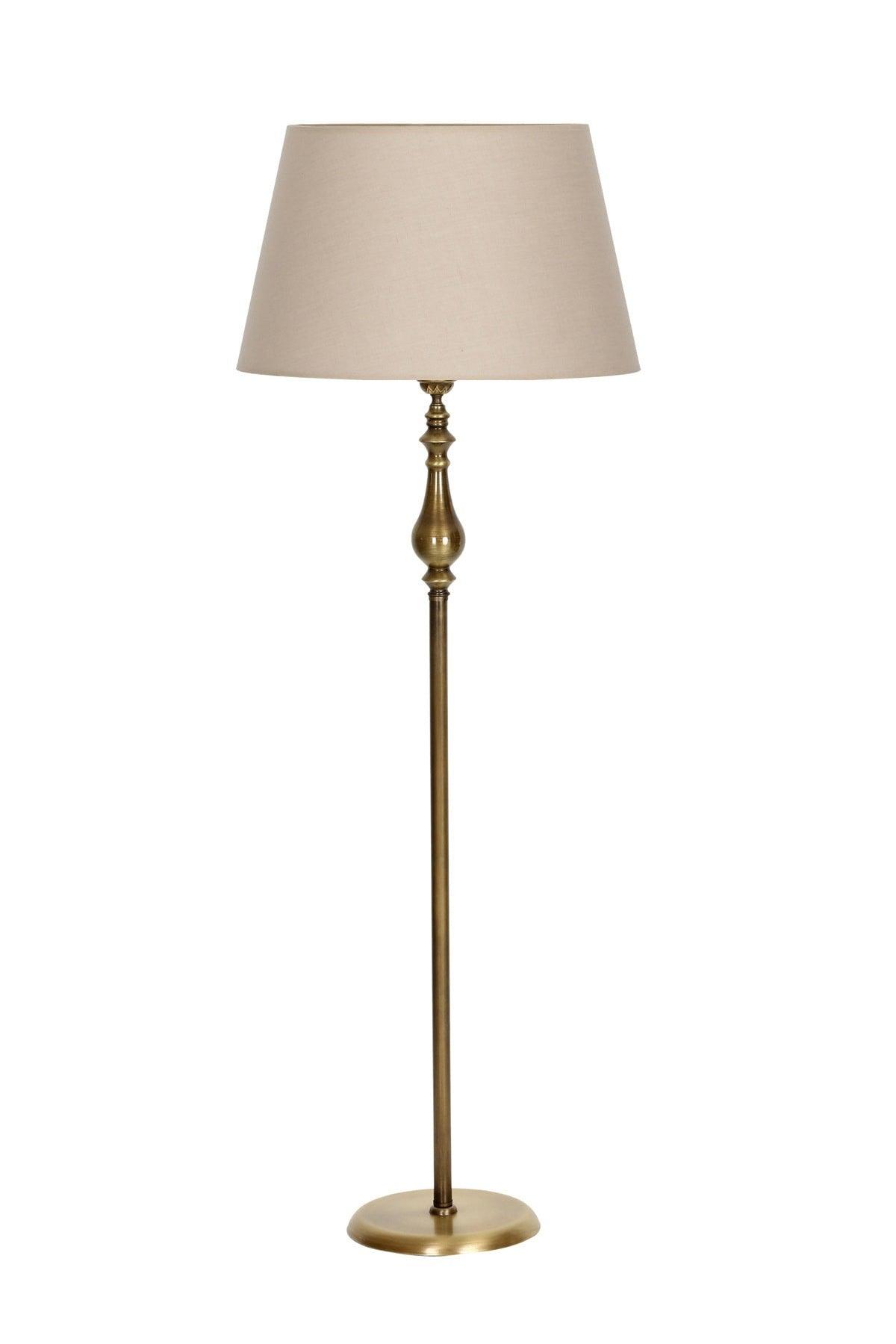 Tumbled Plated Retro Flat Single Leg Metal Floor Lamp Conical Beige Headboard - Swordslife