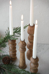 Wooden Candlestick Candle Holder Ashwood Modern Set of 4 - Swordslife