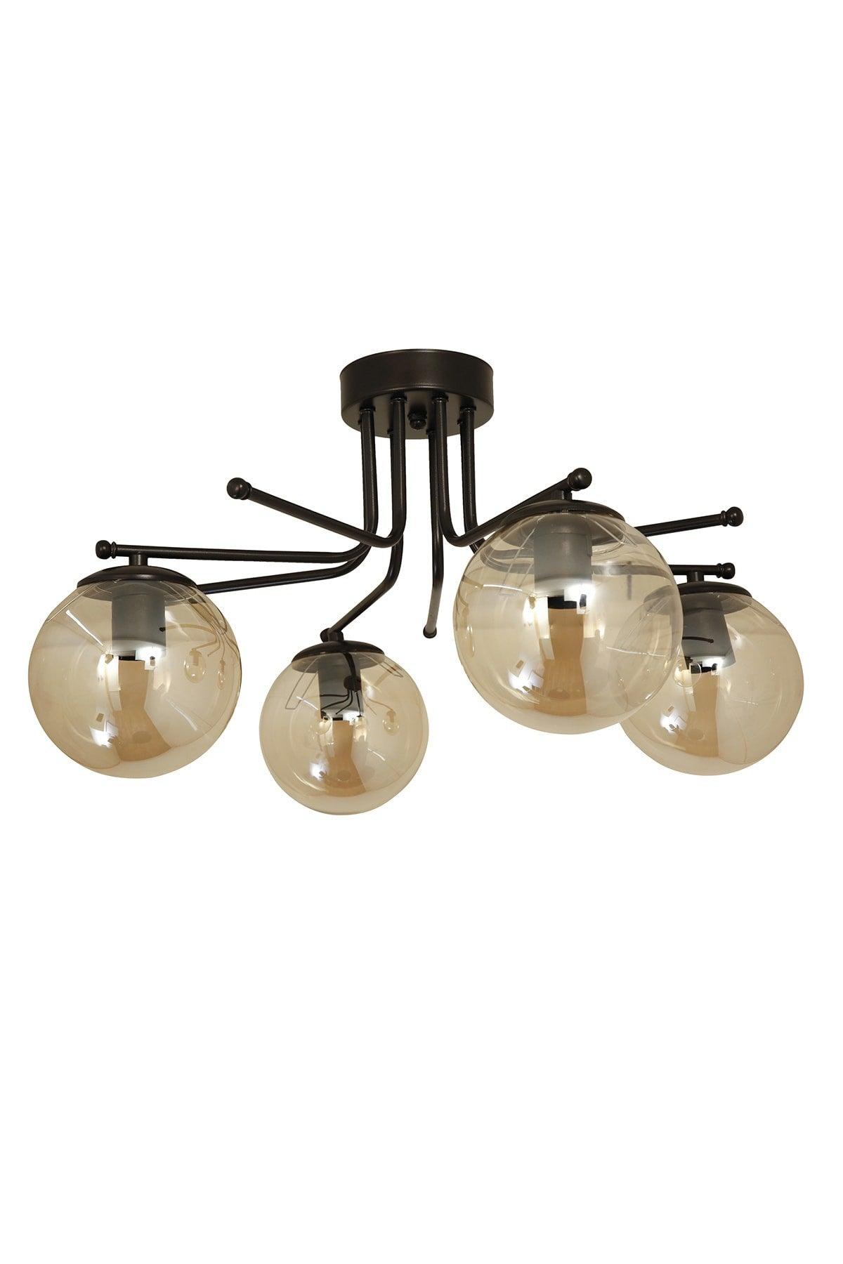 Ahsen 4 Piece Black Honey Glass Chandelier - Swordslife