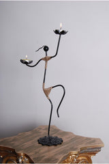 Akel Black Decorative Candle Holder - Dancing Woman Figured Candle Holder - Tealight (MUM) Included - Swordslife