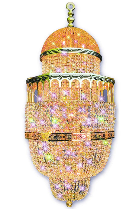 Aksa Model Asfor Crystal Stone 24K Gold Plated Special Design Chandelier 60*130 cm - Swordslife