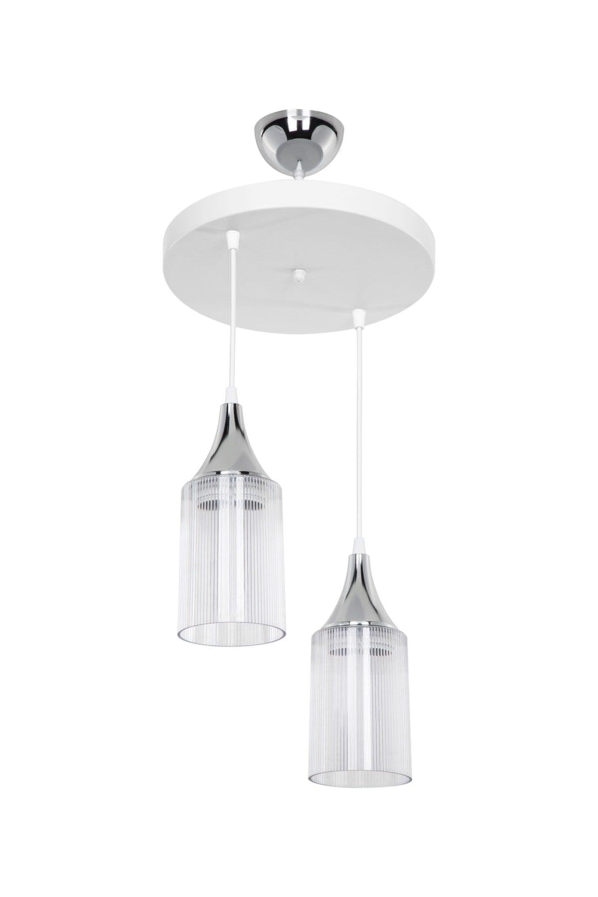 Aksel 2-Set White/Chrome Living Room Living Room Bedroom Kitchen Chandelier - Swordslife