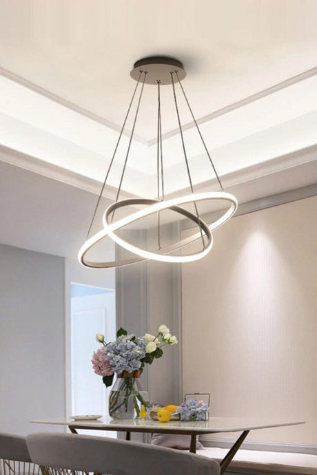 Alex Silver Gray Color Case White Led 2 Pcs Modern Chandelier - Swordslife