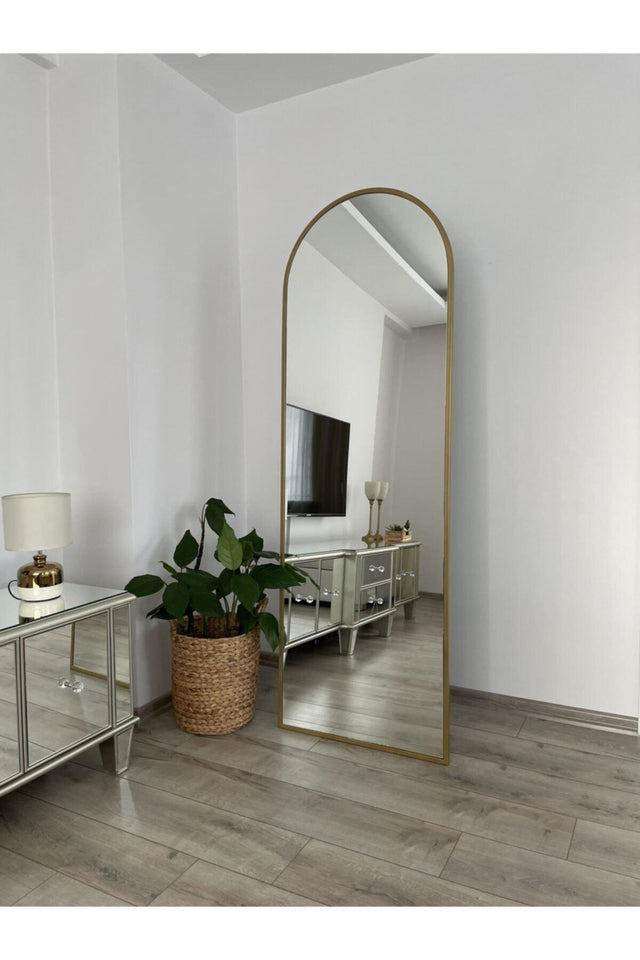 Gold Metal Framed Footed Full Length Mirror 180x60 cm - Swordslife