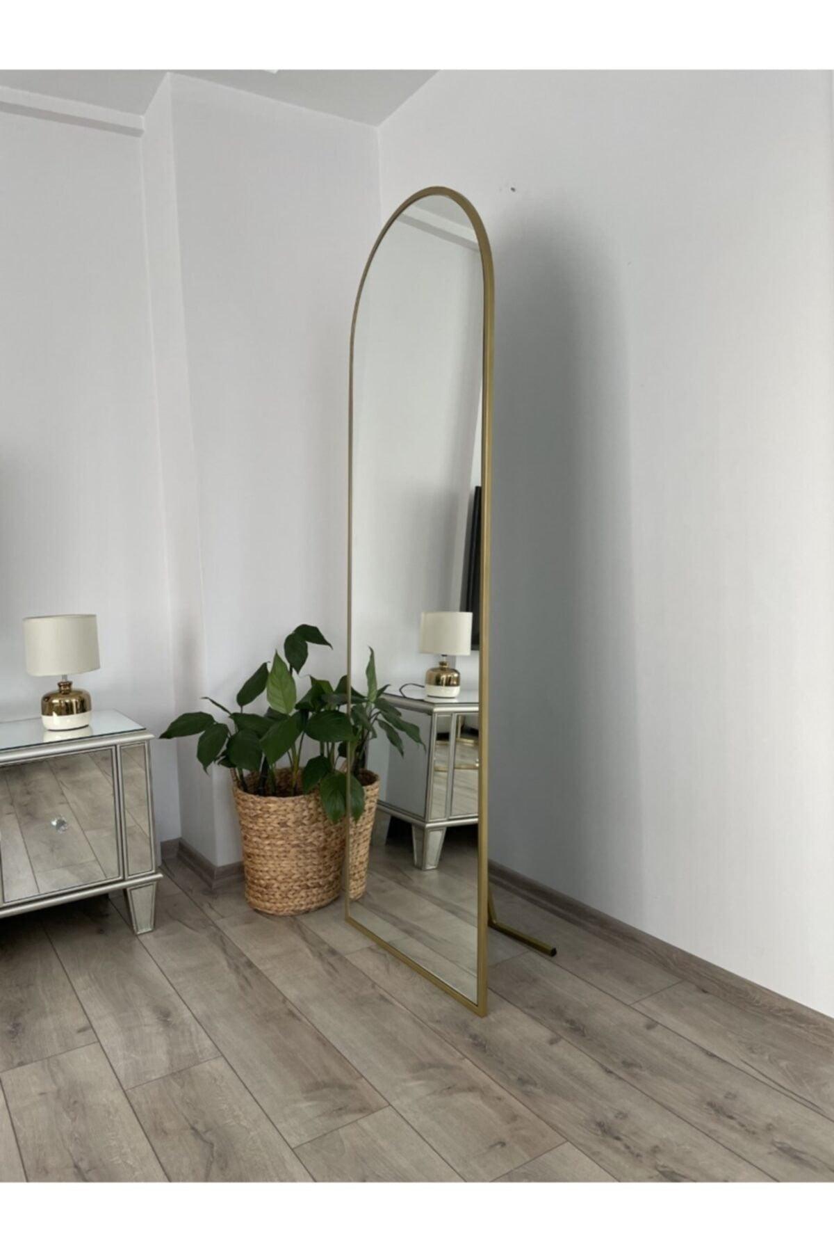 Gold Metal Framed Footed Full Length Mirror 180x60 cm - Swordslife