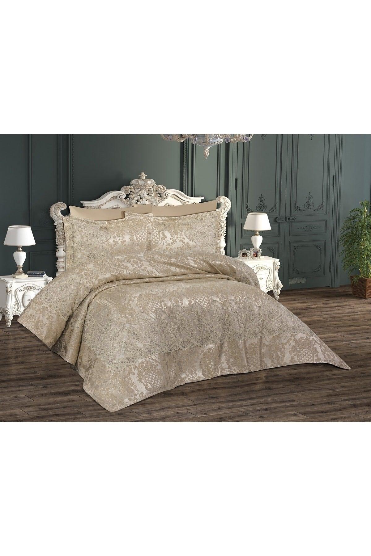 Alya 3 Pieces Cappuccino Bedspread Set Double ( Bed Cover + 2 Pillows ) - Swordslife