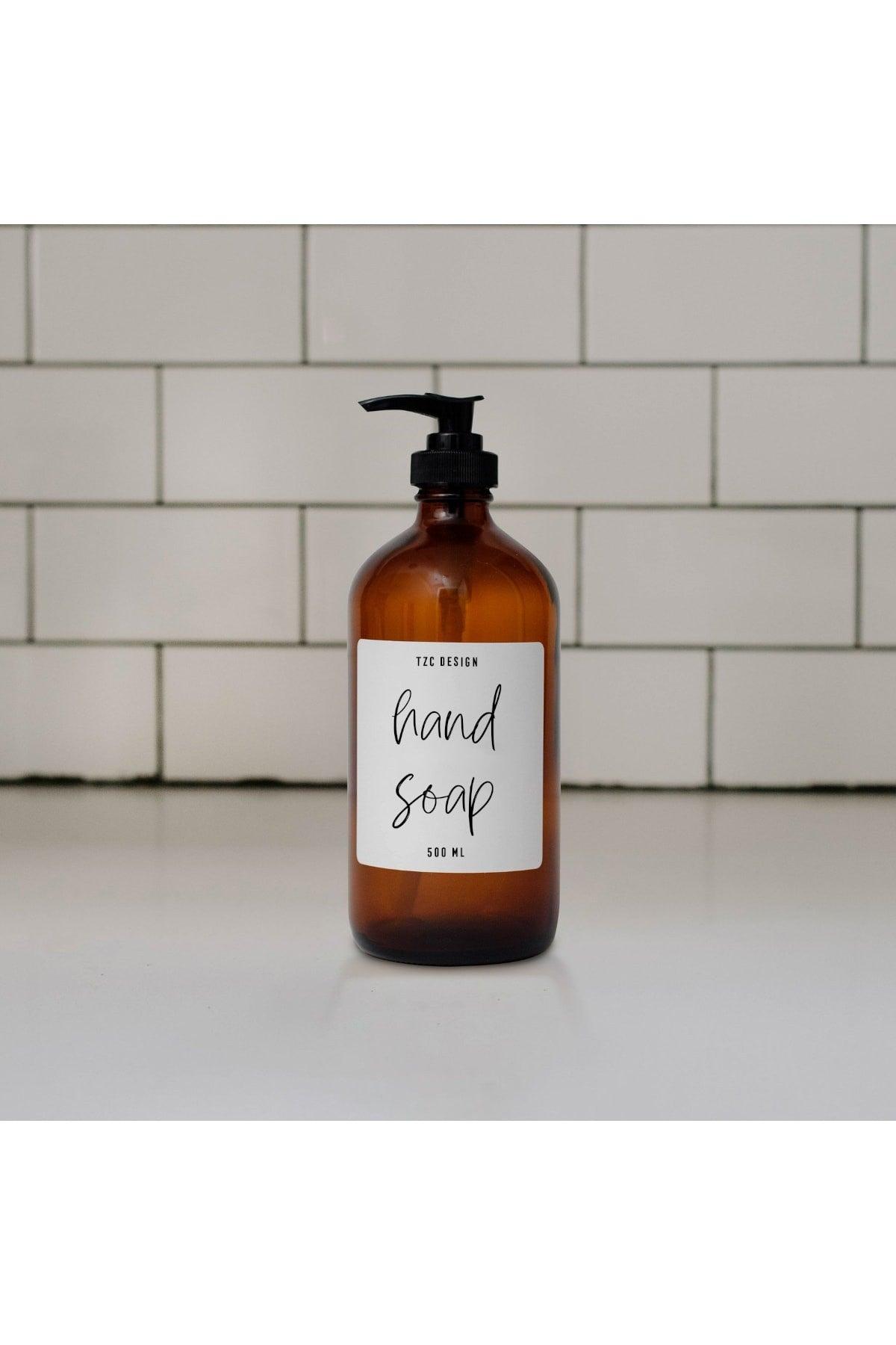 Amber Brown Glass Bottle Hand Soap 500 Ml White Label - Swordslife