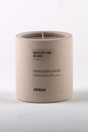Amber Scented Candle , Decorative Soy Candle With Concrete Pot - Swordslife