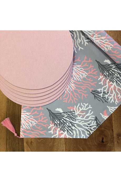 Placemat, 6' Cup And Runner Pink Coral Tk6 - Swordslife