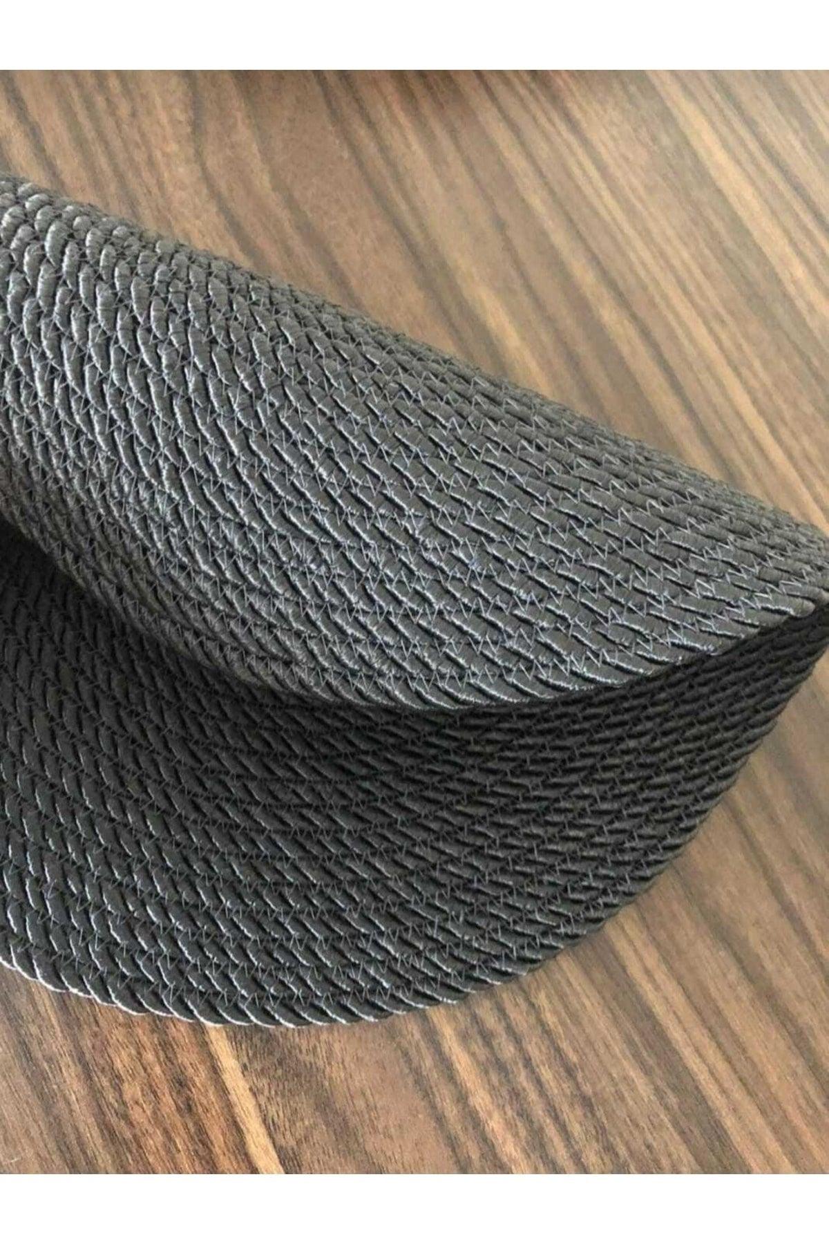 Placemat Black Cord Rope Supla Set, 6 Pieces Plate Base Machine Stitched - Swordslife
