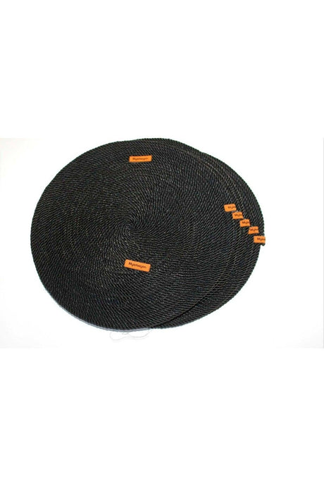 Placemat Black Cord Rope Supla Set, 6 Pieces Plate Base Machine Stitched - Swordslife