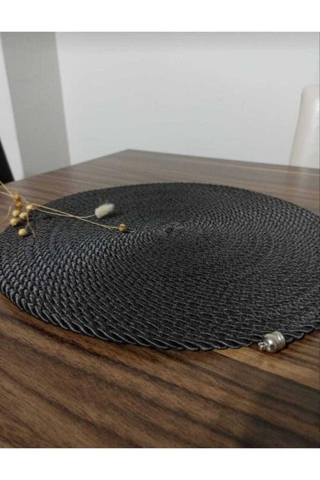 Placemat Black Cord Rope Supla Set, 6 Pieces Plate Base Machine Stitched - Swordslife