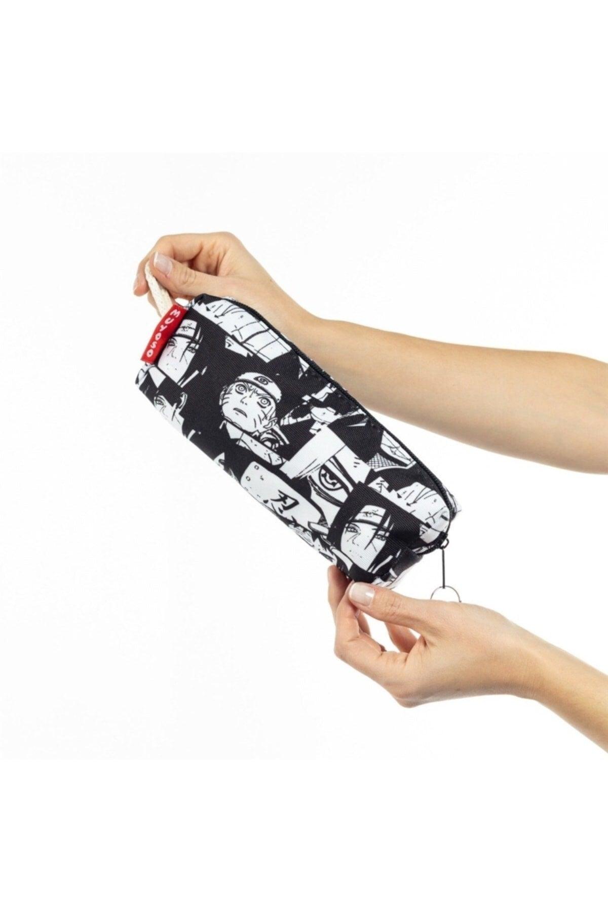 Anime Pattern Naruto Black And White Pencil Case And