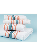 Annecy Face Towel - White / Orange - 50x70 Cm - Swordslife