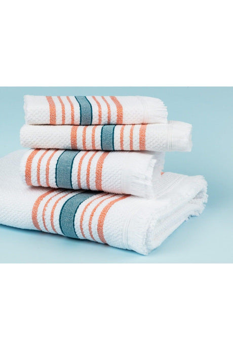 Annecy Face Towel - White / Orange - 50x70 Cm - Swordslife